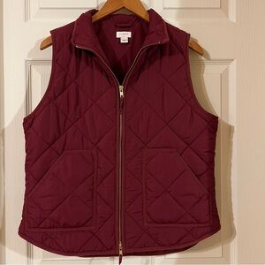 J. Crew Women's Deep Red Quilted Vest
